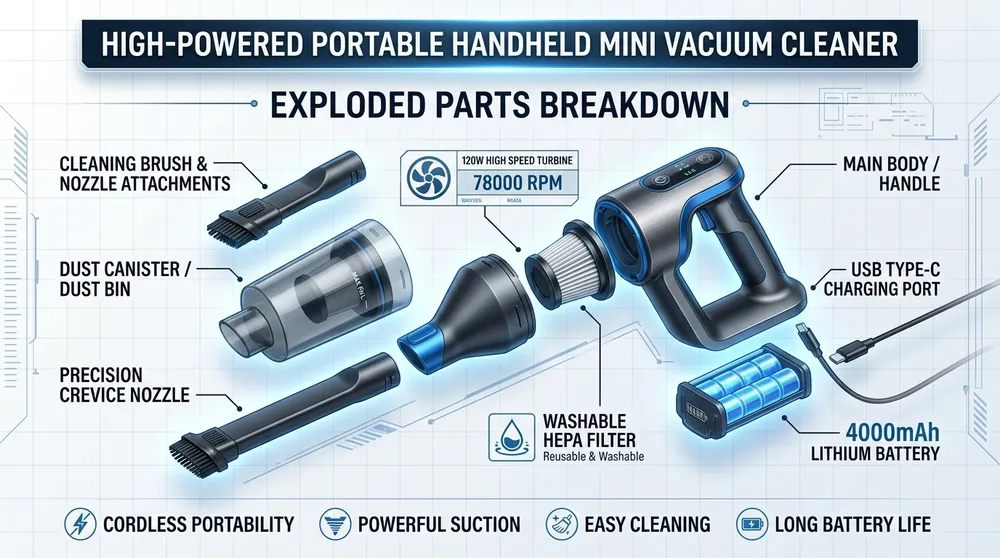 UltraClean Pro Cordless Handheld Vacuum Anatomy & Breakdown
